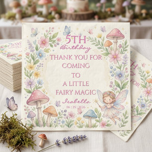 Serviette En Papier Fée de la Forêt Fantaisiste Aquarelle 5e Anniversa