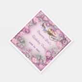 Serviette En Papier Fée de la queue de princesse florale rose Annivers (Coin)