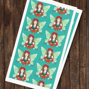 Serviette En Papier Fée de Noël Fantastique Houx Cloches Poinsettias