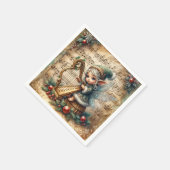 Serviette En Papier Fée de Noël Jouer une harpe (Coin)