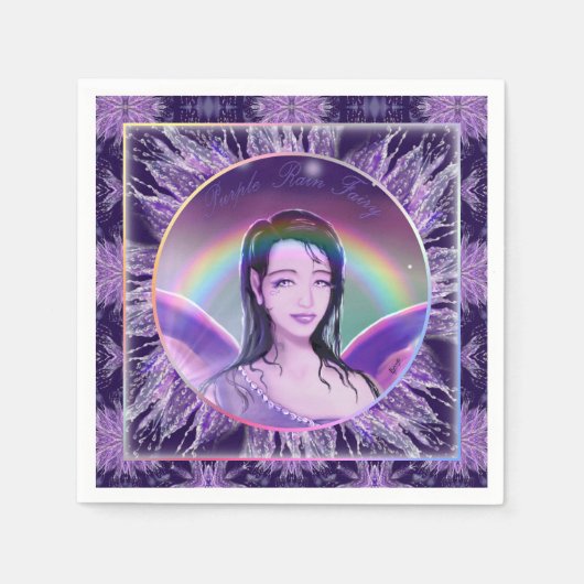 Serviette En Papier Fée de pluie violette (Devant)