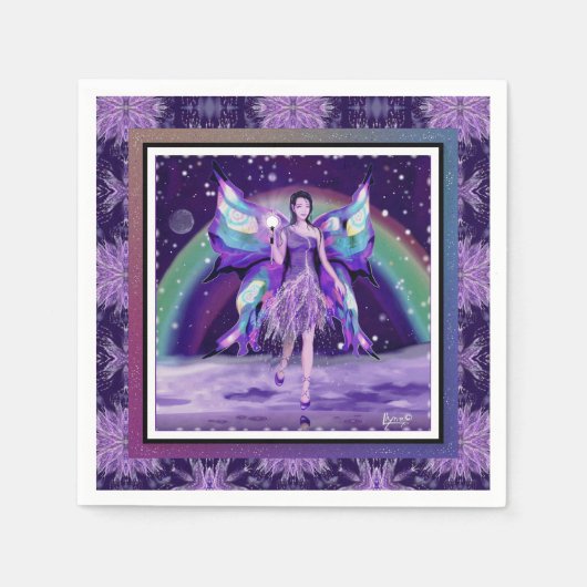 Serviette En Papier Fée de pluie violette (Devant)