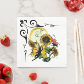 Serviette En Papier Fée de tournesol et chat cosmique (En situation)