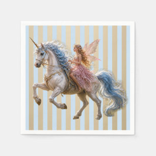 Serviette En Papier Fée Elfe Chevauchant une Licorne