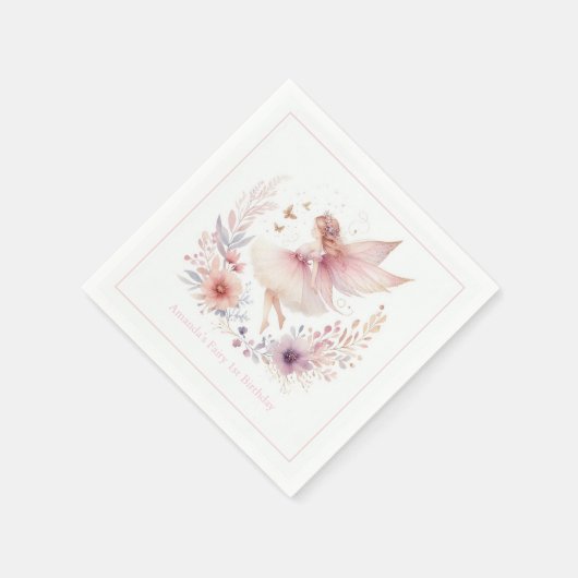 Serviette En Papier Fée enchantée 1ère fête d'anniversaire (Coin)