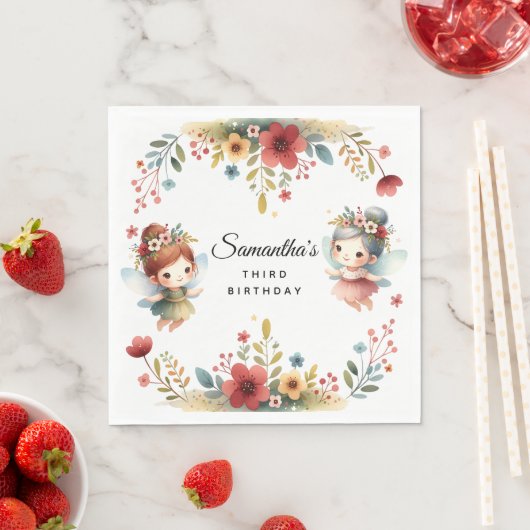 Serviette En Papier Fée enchantée Jardin Fille fête d'anniversaire (En situation)