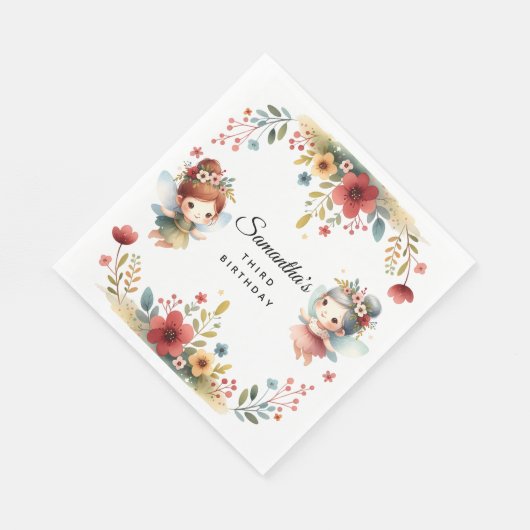 Serviette En Papier Fée enchantée Jardin Fille fête d'anniversaire (Coin)