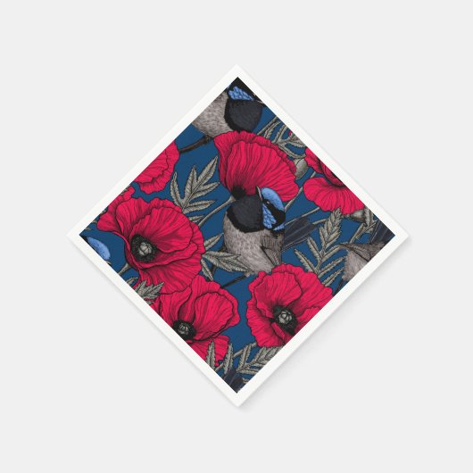 Serviette En Papier Fée et pavots (Coin)