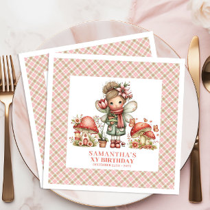 Serviette En Papier Fée Étincelante Rose Florale Magique Anniversaire