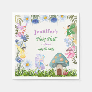 Serviette En Papier Fée Fée Fée Fée d'anniversaire Fées et Fleurs n'im