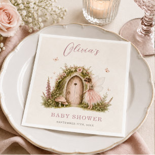 Serviette En Papier Fée Fille de la Forêt Rose Fête de Naissance