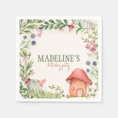 Serviette En Papier Fée Forêt Enchantée Champignons Verdure Floral (Devant)