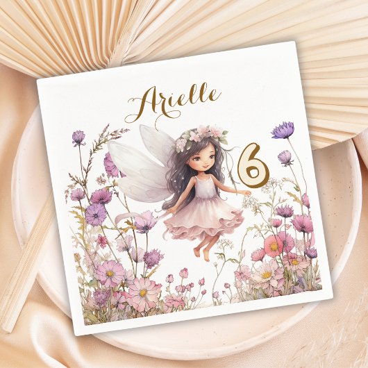Serviette En Papier Fée lavande fleur sauvage pixie anniversaire