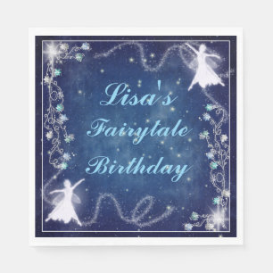 Serviette En Papier Fée Magique Bleu étoile Nuit Anniversaire