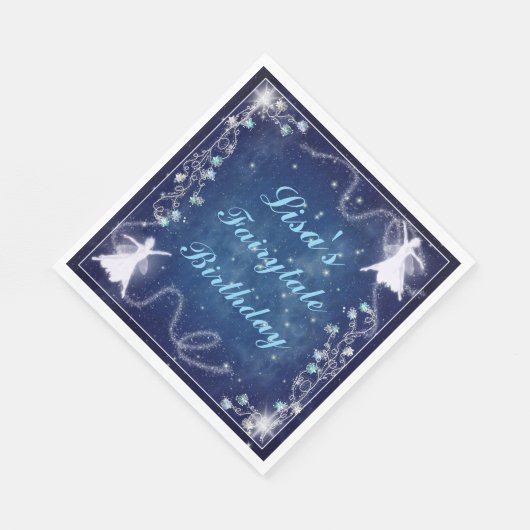 Serviette En Papier Fée Magique Bleu étoile Nuit Anniversaire (Coin)