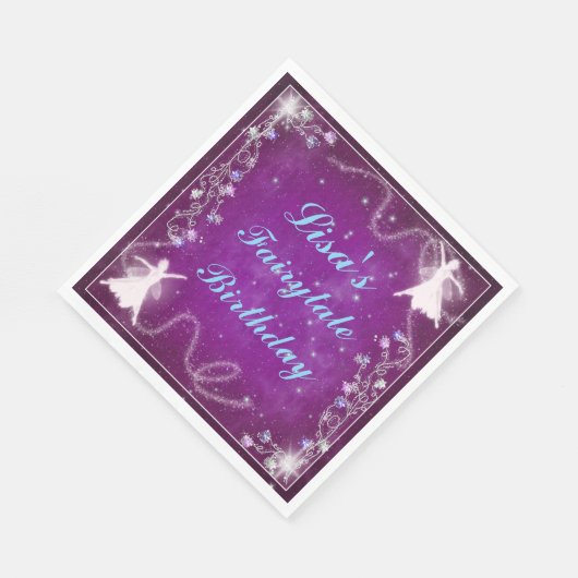 Serviette En Papier Fée magique violet étoile Nuit Anniversaire (Coin)