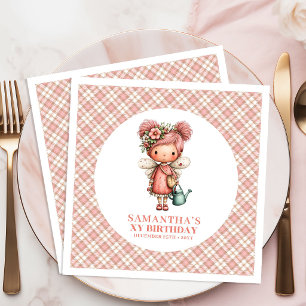 Serviette En Papier Fée Mignonne Fantaisiste Fleur Rose 1er Anniversai