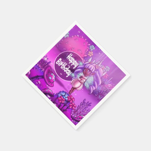 Serviette En Papier Fée noire douce Anniversaire (Coin)