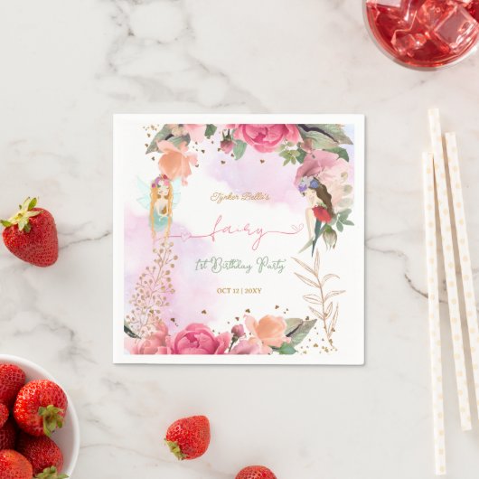 Serviette En Papier Fée Première fête d'anniversaire Baby Girl (En situation)