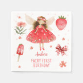Serviette En Papier Fée Première fraise Fée Fée Anniversaire (Devant)