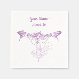 Serviette En Papier Fée Queen Mab, Sweet Sixteen en violet
