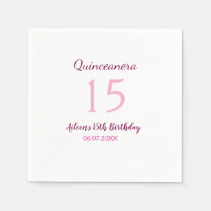 Serviette En Papier Fée rose 15e anniversaire simple moder quinceanera
