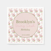 Serviette En Papier Fée Whimsical Premier anniversaire Champignons Flo (Devant)