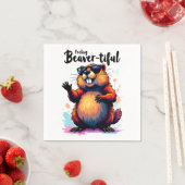 Serviette En Papier Feeling Beaver-tiful - Funny Beaver Graphic (En situation)