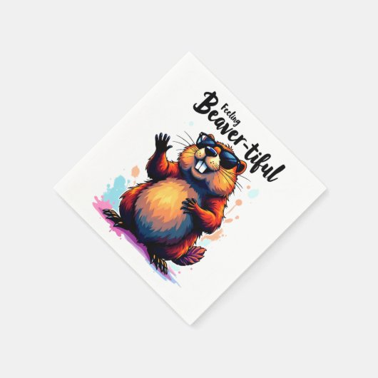 Serviette En Papier Feeling Beaver-tiful - Funny Beaver Graphic (Coin)