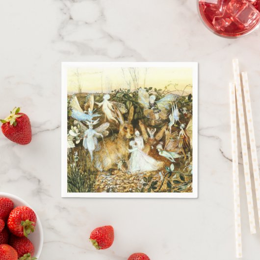 Serviette En Papier Fées et lapin (En situation)