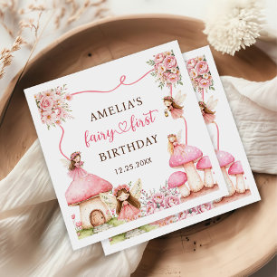 Serviette En Papier Fées Fleurs Filles 1er Anniversaire