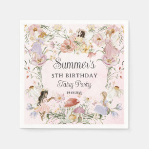 Serviette En Papier Fées Whimsical Anniversaire Fleur Jardin prairie