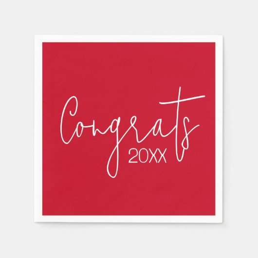 Serviette En Papier Félicitations À La Diplôme En Rouge (Devant)