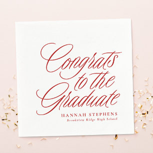 Serviette En Papier Félicitations à la graduation rouge classique dipl