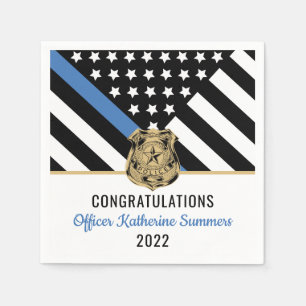 Serviette En Papier Félicitations à la Police Blue Line Flag