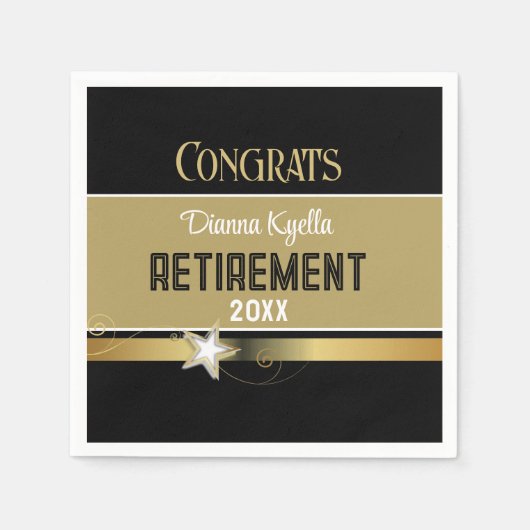 Serviette En Papier Félicitations à la retraite ! Customisé, classique (Devant)