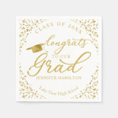 Serviette En Papier Félicitations À Notre Grad Gold White Graduation (Devant)