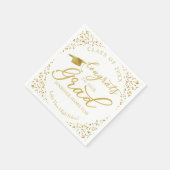 Serviette En Papier Félicitations À Notre Grad Gold White Graduation (Coin)