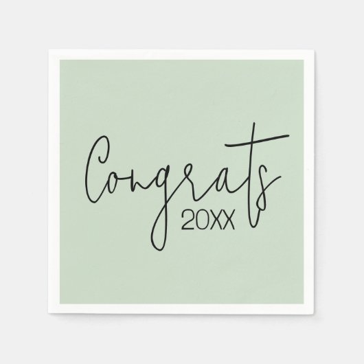 Serviette En Papier Félicitations À Sage Green (Devant)