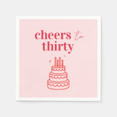 Serviette En Papier Félicitations à trente ans | 30ème parti rose (Devant)