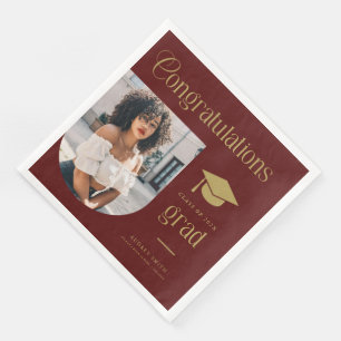 Serviette En Papier Félicitations Arche de Photo de Diplômé Marron Dor