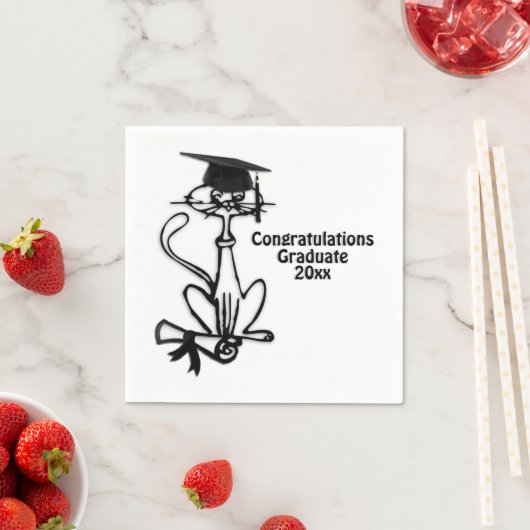 Serviette En Papier Félicitations au chat cool Diplômé (En situation)