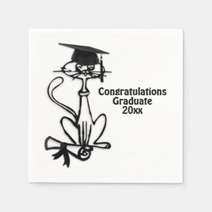 Serviette En Papier Félicitations au chat cool Diplômé