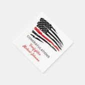 Serviette En Papier Félicitations au pompier Mince Red Line Flag (Coin)
