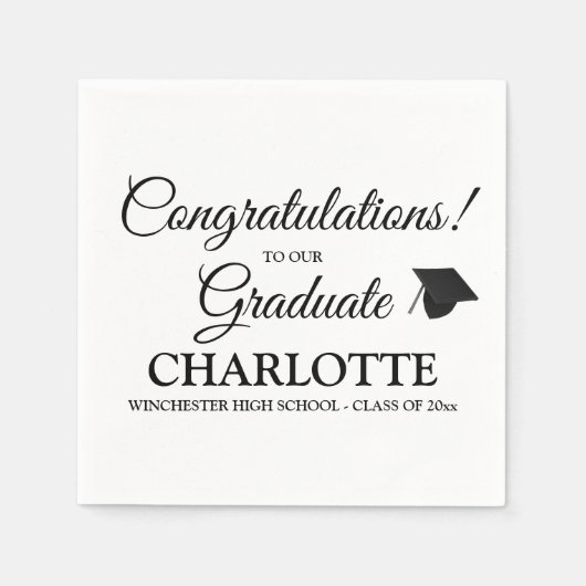 Serviette En Papier Félicitations baccalauréat coutume texte de script (Devant)
