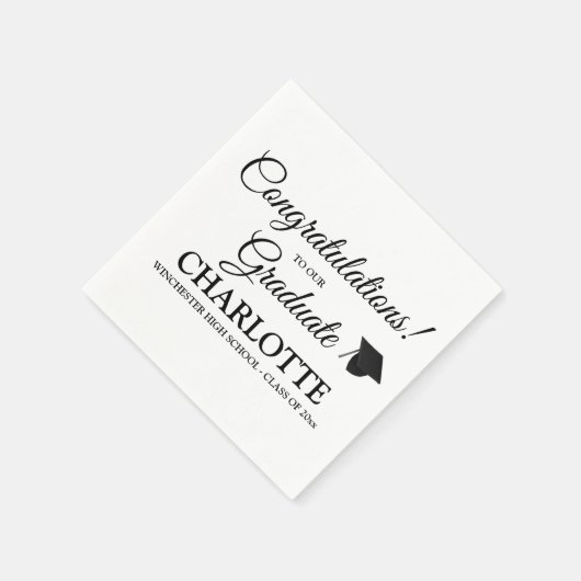 Serviette En Papier Félicitations baccalauréat coutume texte de script (Coin)