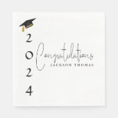 Serviette En Papier Félicitations Black & White moderne Diplômé (Devant)