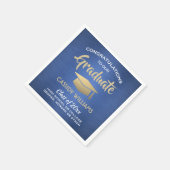 Serviette En Papier Félicitations Bleu Or Blanc Moderne Graduation (Coin)
