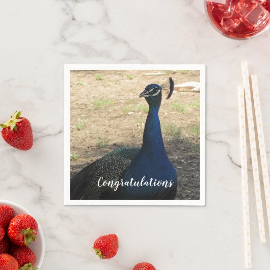 Serviette En Papier Félicitations Blue Proud Peacock Photo Bird (En situation)