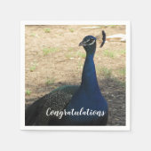 Serviette En Papier Félicitations Blue Proud Peacock Photo Bird (Devant)